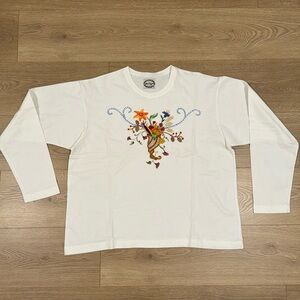 Vintage Swan Magic By Hand Thanksgiving Fall Harvest White Longsleeve size Large